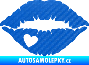 Samolepka Pusa 004 se srdíčkem levá 3D karbon modrý