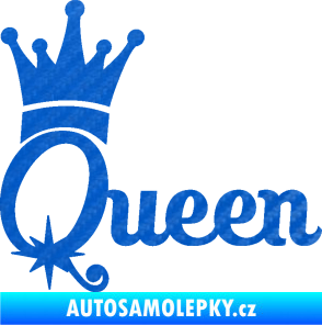 Samolepka Queen 002 s korunkou 3D karbon modrý