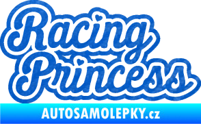 Samolepka Racing princess nápis 3D karbon modrý