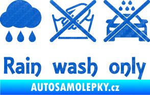 Samolepka Rain wash only nápis  3D karbon modrý