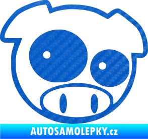 Samolepka Rally pig 001 pravá 3D karbon modrý