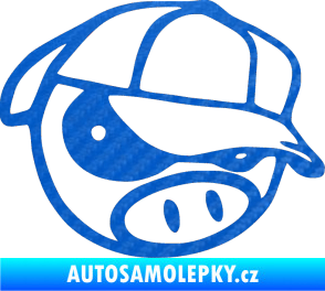 Samolepka Rally pig 003 pravá 3D karbon modrý