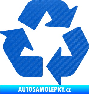Samolepka Recyklace 001 symbol 3D karbon modrý