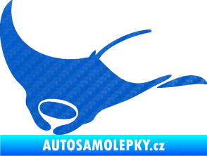 Samolepka Rejnok 003  levá manta 3D karbon modrý