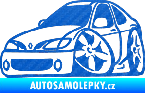 Samolepka Renault Megane karikatura levá 3D karbon modrý