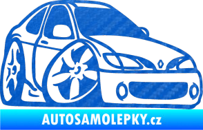 Samolepka Renault Megane karikatura pravá 3D karbon modrý