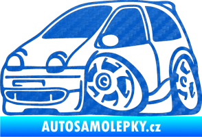 Samolepka Renault Twingo karikatura levá 3D karbon modrý