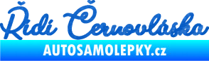 Samolepka Řídí černovláska nápis 3D karbon modrý