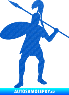 Samolepka Římský voják levá 3D karbon modrý