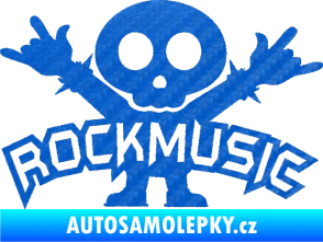 Samolepka Rock music fanda 3D karbon modrý