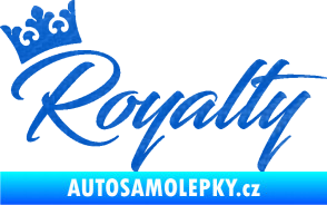 Samolepka Royalty s korunkou nápis 3D karbon modrý