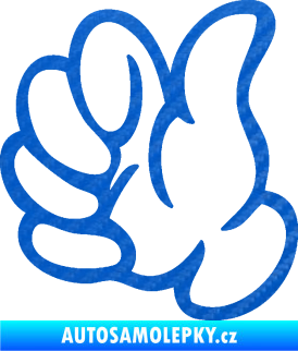 Samolepka Ruka 002 levá palec nahoru 3D karbon modrý