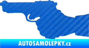 Samolepka Ruka s pistolí 001 levá ruce vzhůru 3D karbon modrý