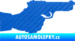 Samolepka Ruka s pistolí 001 pravá ruce vzhůru 3D karbon modrý