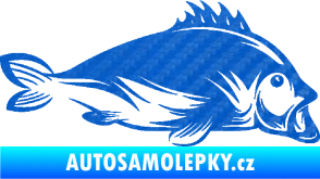 Samolepka Ryba 003 pravá 3D karbon modrý