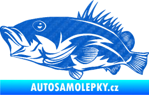Samolepka Ryba 004 levá 3D karbon modrý