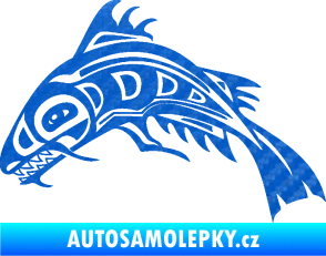 Samolepka Ryba 007 levá 3D karbon modrý
