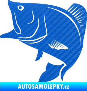 Samolepka Ryba 009 levá 3D karbon modrý