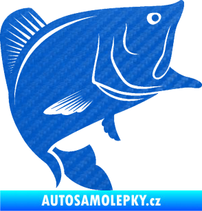 Samolepka Ryba 009 pravá 3D karbon modrý