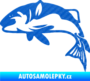 Samolepka Ryba 010 levá 3D karbon modrý