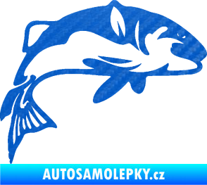 Samolepka Ryba 010 pravá 3D karbon modrý