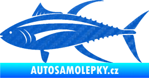 Samolepka Ryba 013 levá tuňák 3D karbon modrý
