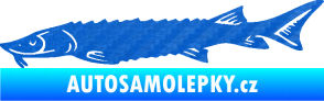 Samolepka Ryba 020 levá jeseter 3D karbon modrý