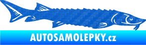 Samolepka Ryba 020 pravá jeseter 3D karbon modrý