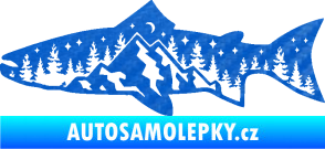 Samolepka Ryba 021 levá noční rybaření 3D karbon modrý
