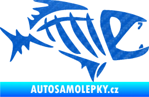 Samolepka Ryba kostra  007 pravá 3D karbon modrý