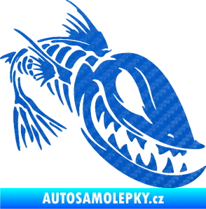 Samolepka Ryba kostra 001 pravá 3D karbon modrý