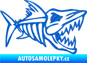 Samolepka Ryba kostra 002 pravá 3D karbon modrý