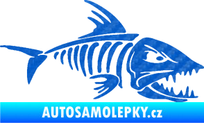 Samolepka Ryba kostra 003 pravá 3D karbon modrý