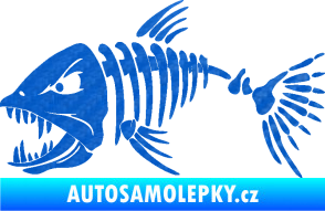 Samolepka Ryba kostra 005 levá 3D karbon modrý