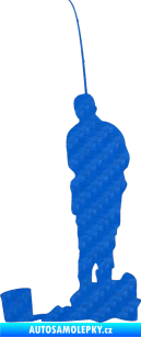 Samolepka Rybář 002 levá 3D karbon modrý
