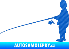 Samolepka Rybář 009 levá 3D karbon modrý