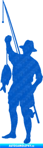 Samolepka Rybář 012 levá 3D karbon modrý