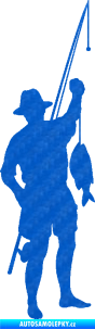Samolepka Rybář 012 pravá 3D karbon modrý