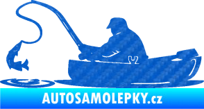 Samolepka Rybář 017 levá rybolov v lodičce 3D karbon modrý