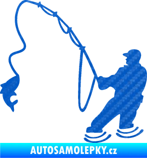 Samolepka Rybář 018 levá 3D karbon modrý