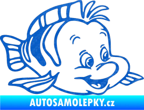 Samolepka Rybička pravá 3D karbon modrý
