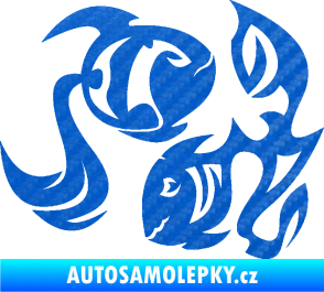 Samolepka Ryby 003 pravá 3D karbon modrý