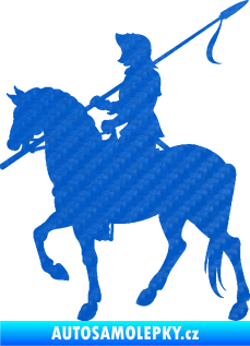 Samolepka Rytíř na koni levá 3D karbon modrý