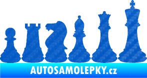 Samolepka Šachy 001 pravá 3D karbon modrý