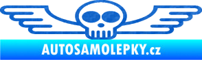 Samolepka Samolepka na zadní sklo 001 lebka s křídly 3D karbon modrý
