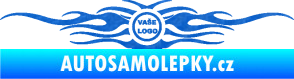 Samolepka Samolepka na zadní sklo plameny se znakem 3D karbon modrý