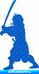 Samolepka Samuraj 001 levá 3D karbon modrý
