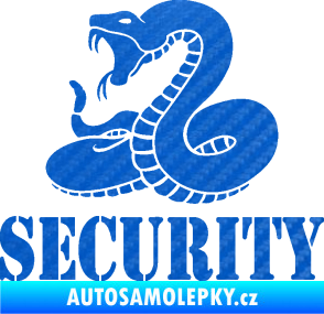 Samolepka Security hlídáno - levá had 3D karbon modrý