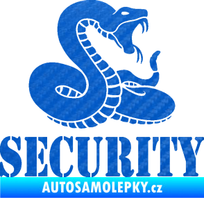 Samolepka Security hlídáno - pravá had 3D karbon modrý