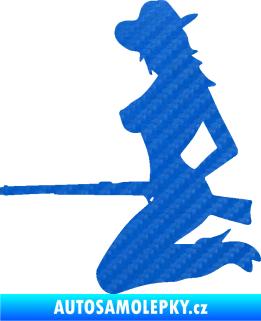 Samolepka Sexy country girl levá 3D karbon modrý